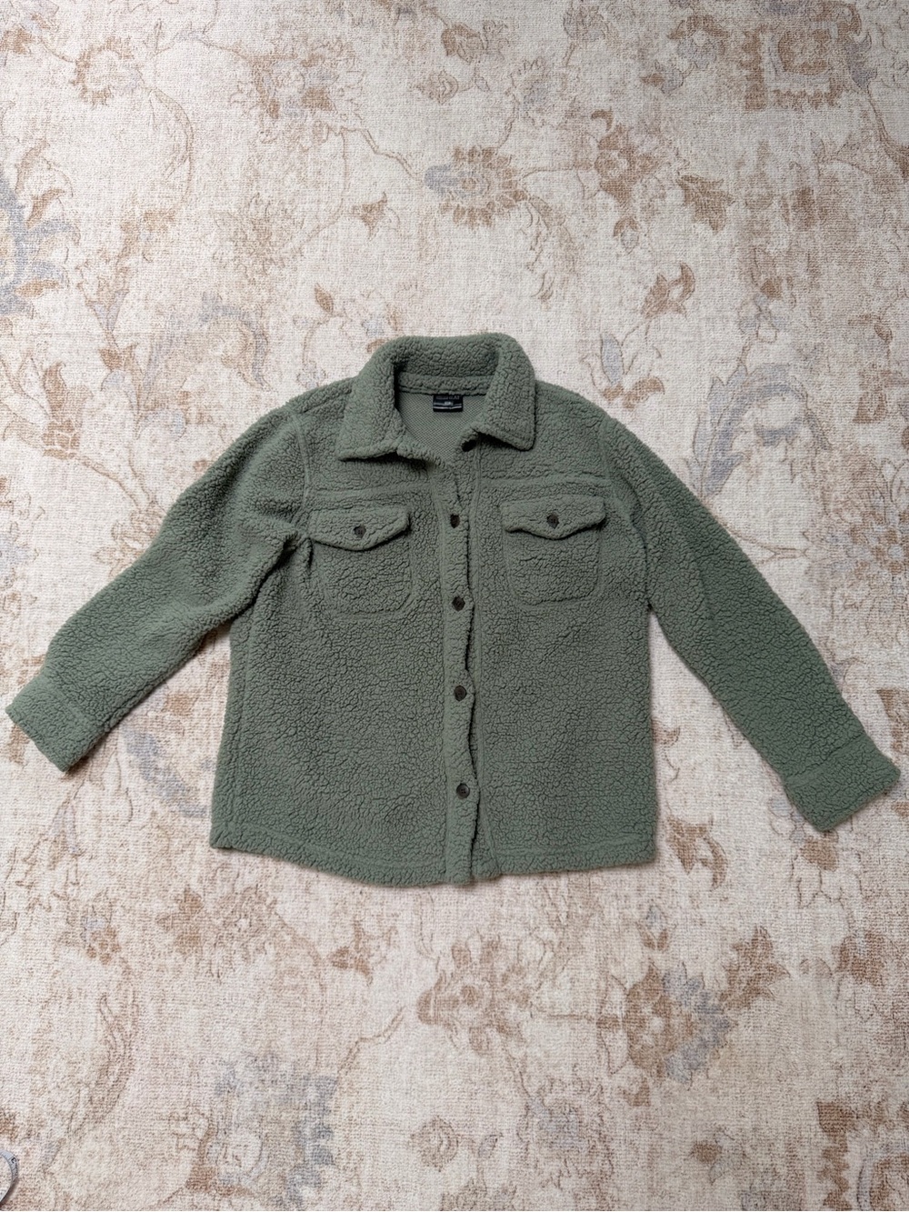 Cozy Olive Green Sherpa Shacket